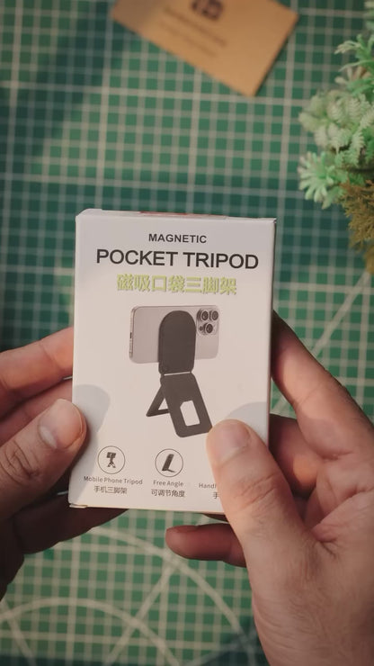 Magnetic Tripod Phone Stand – Foldable with Strong Magnet