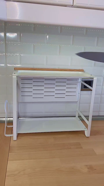 AVSTEG Kitchen countertop organiser, bamboo/white, 40x21 cm