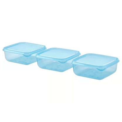 PRUTA 0.6L blue food storage container with lid – 3 pack