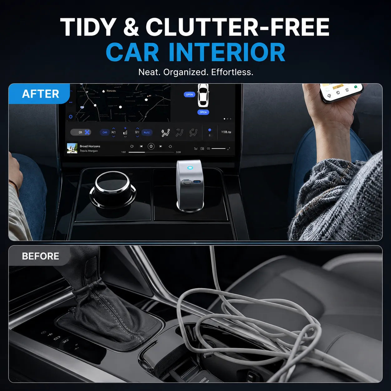 Anker Nano 75W Car Charger with Built-In Retractable USB-C Cable