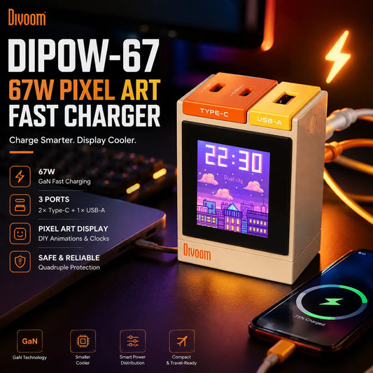 Divoom Dipow 67W Pixel Art Display Fast Charger