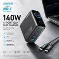 Anker ZOLO 140W GaN 4-Port USB-C Fast Charger with Smart Display