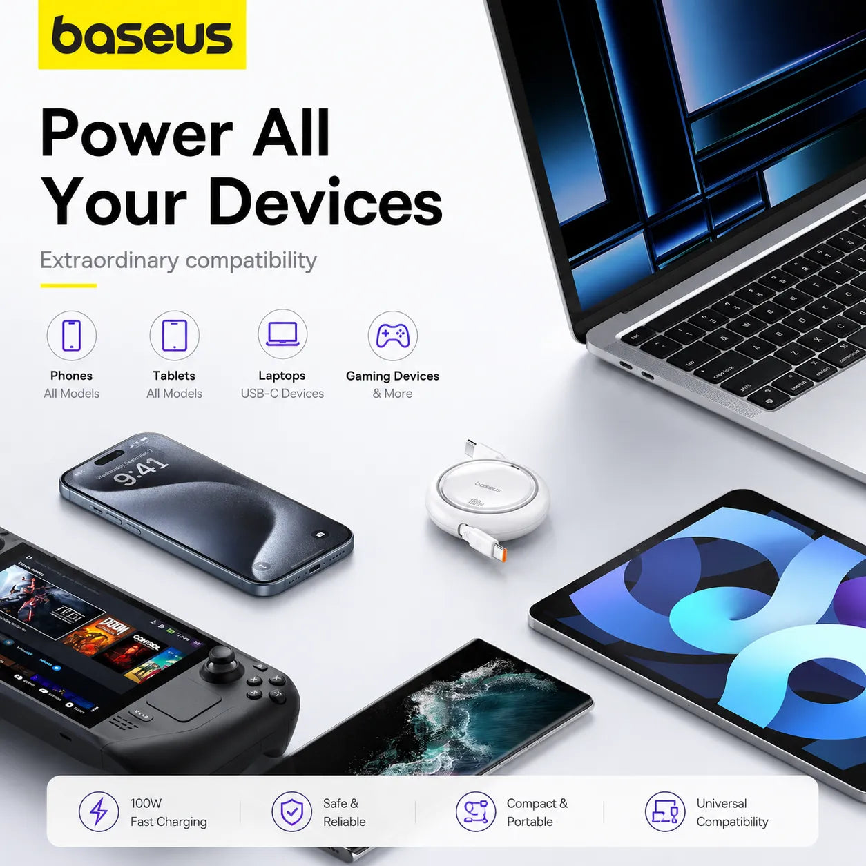Baseus Free2Pull Retractable USB-C Cable 100W
