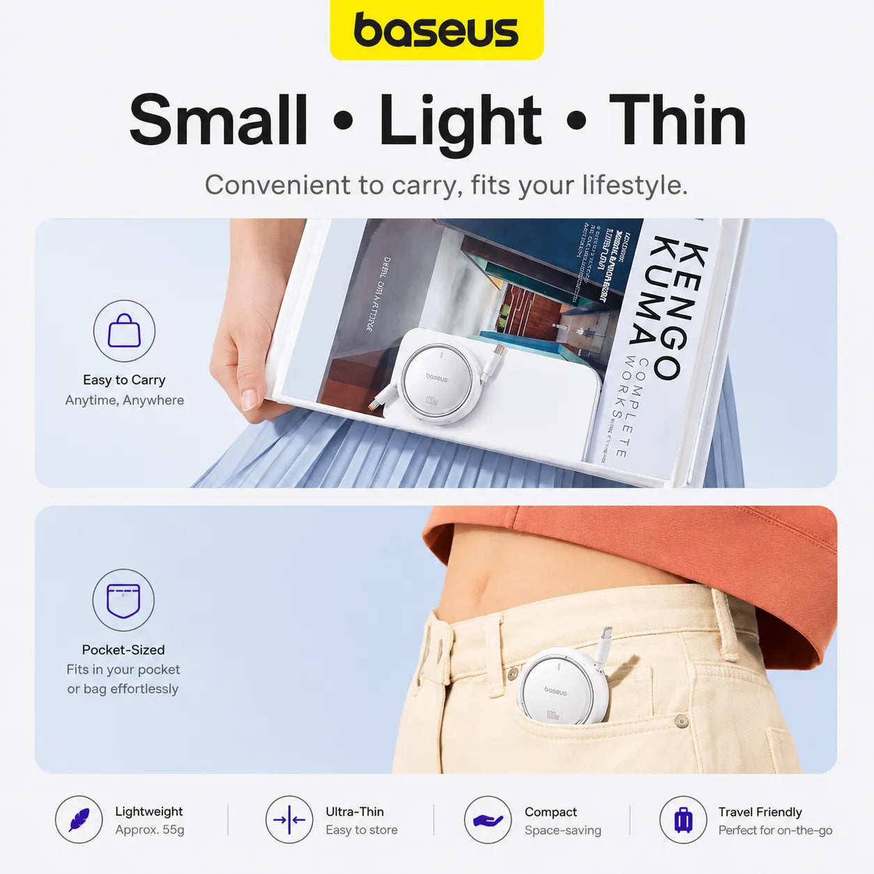 Baseus Free2Pull Retractable USB-C Cable 100W