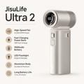 JisuLife Handheld Fan Ultra2 — 43,000 RPM Turbo Fan with 9000mAh Power Bank