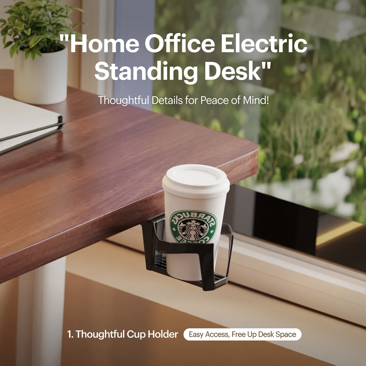 Electric Height-Adjustable Standing Desk - 100cm x 60cm Compact Sit-Stand Office Desk
