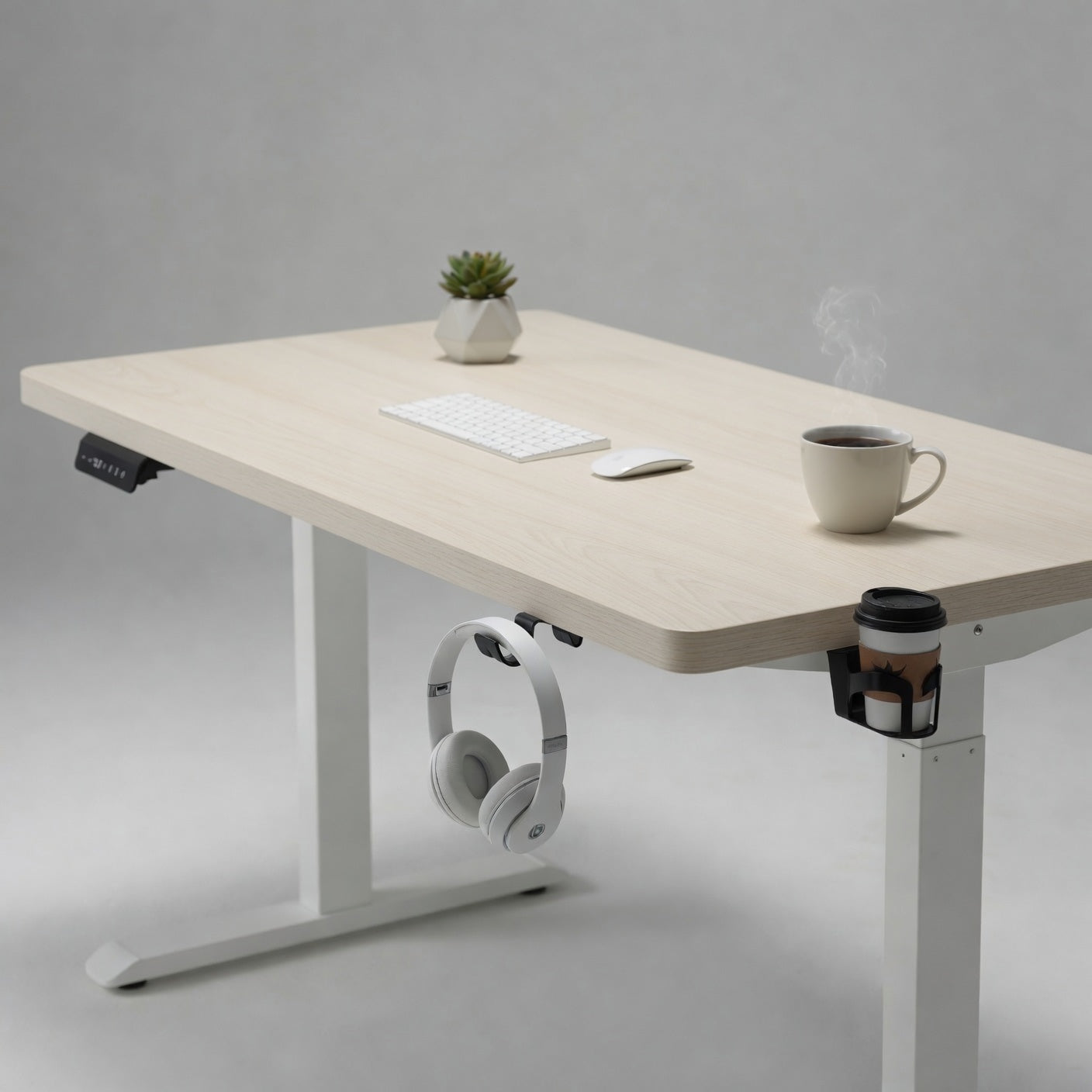 Electric Height-Adjustable Standing Desk - 100cm x 60cm Compact Sit-Stand Office Desk