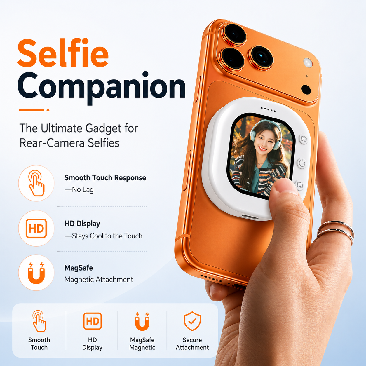 T30 Mini VlogScreen — 2" Live Preview Screen for Rear Camera Selfies, Vlogs & Live Streams