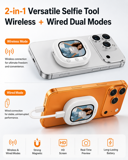 T30 Mini VlogScreen — 2" Live Preview Screen for Rear Camera Selfies, Vlogs & Live Streams