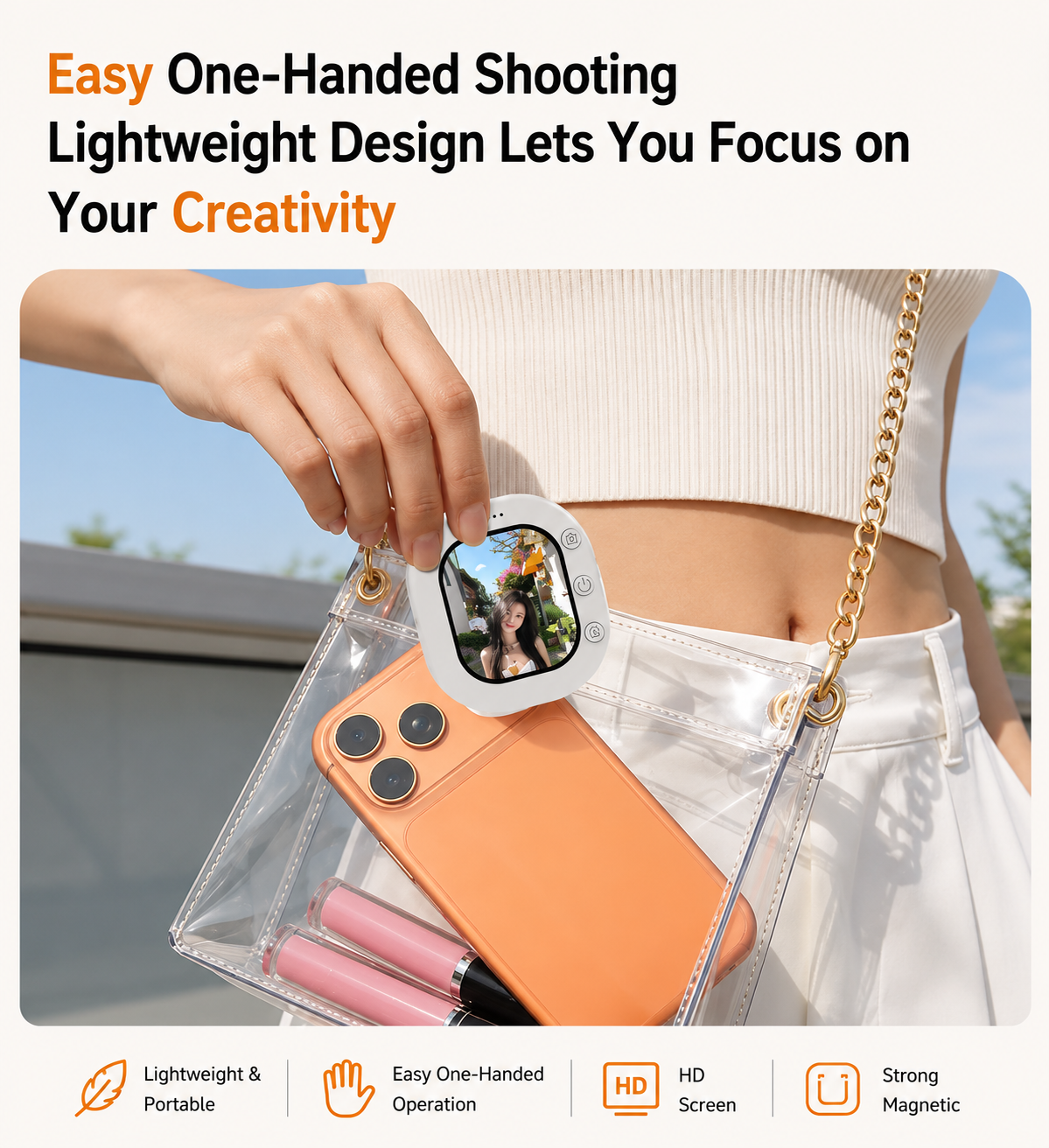 T30 Mini VlogScreen — 2" Live Preview Screen for Rear Camera Selfies, Vlogs & Live Streams