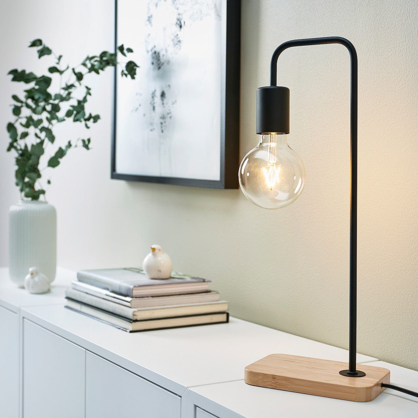 IKEA: TVÄRHAND Table Lamp – Black/Bamboo