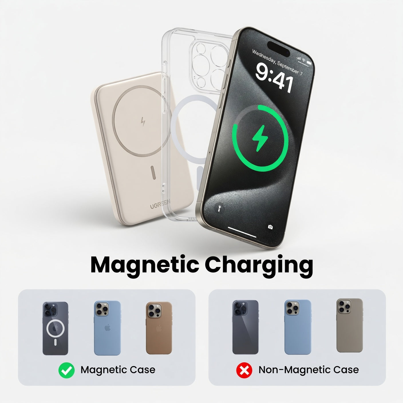 UGREEN 5000mAh Magnetic Wireless Power Bank – 15W Fast Charging