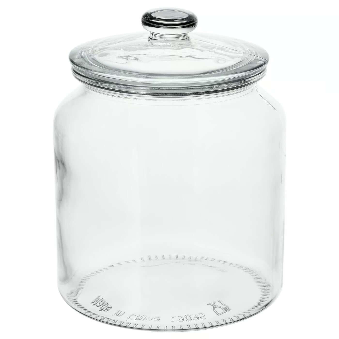 VARDAGEN 1.9L clear glass storage jar with lid on kitchen shelf